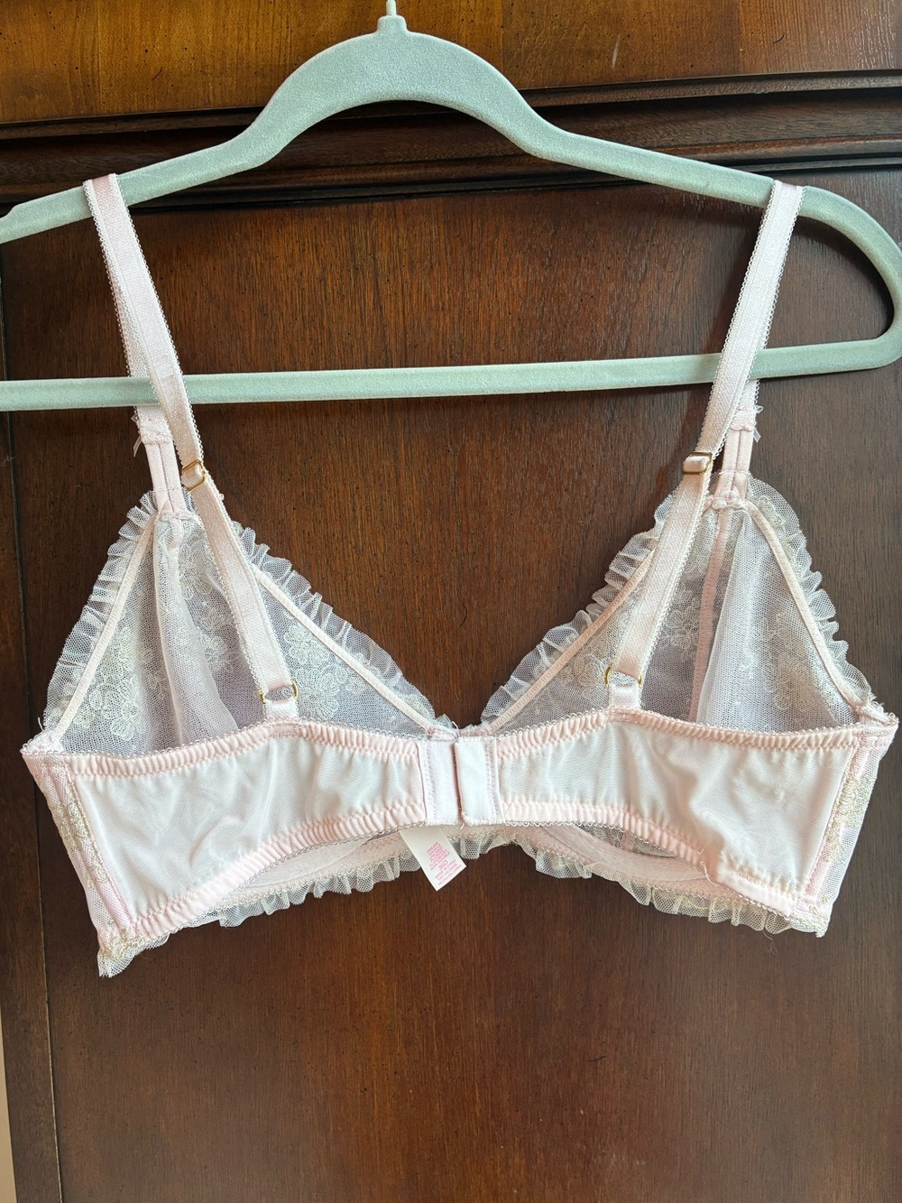 Victoria’s Secret Dream Angels Unlined Plunge Bra Pink Gold Lace 36D - Picture 6 of 6